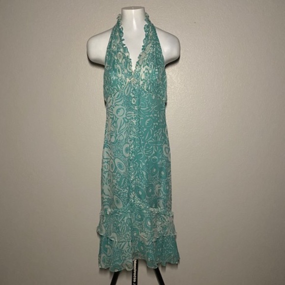 NWOT Bagley Mischka Silk Halter Dress Size 8 - Picture 2 of 13